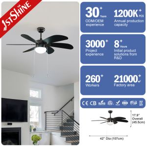 6*MDF Blades 42 Inch Ceiling Fan with Pull Chain Control and Lighting Solutions