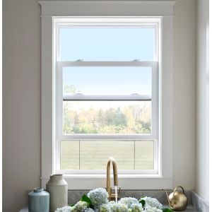 White UPVC Frame Single Hung Vinyl Windows With Grill Low E Argon Glass Windows