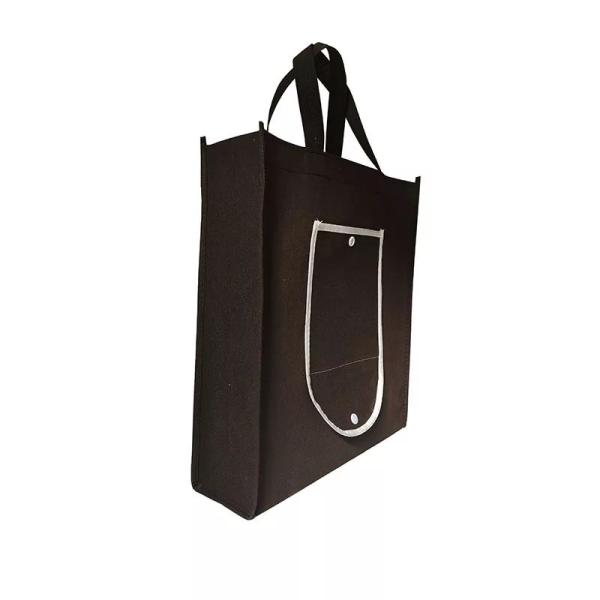 Washable Black And White Foldable Tote Bag With Long High Hardness Rope
