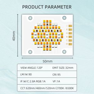 RGBWC Five Color 180W High CRI 95 LED COB Chip 40X50MM LED Chip For Stage Light/
