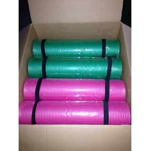 China green& pink 8mm thick nbr yoga mat pilates mat with strap on sale