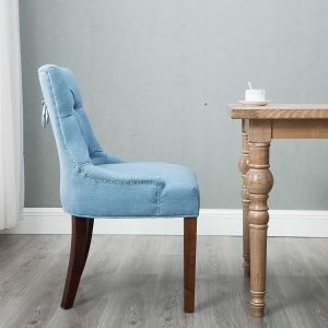 Upholstered Fabric High Back Fabric Dining Chairs With Nailhead OEM Available