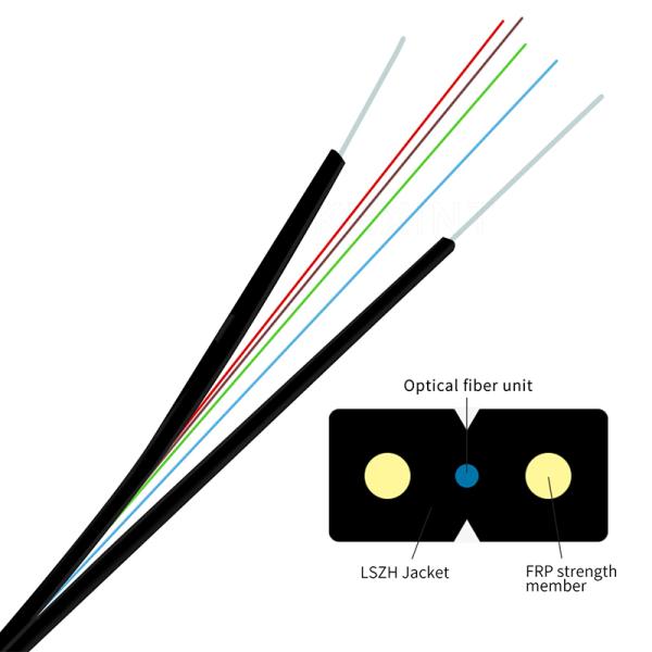 2.0mm 3.0mm Diameter Fiber Optic Cable PVC LSZH Black Outer Sheath