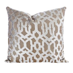 Cheap Geometric Velvet Feather Filled Throw Pillow 22 Inch Beautifully Soft For Living Room for sale