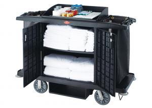 Cheap Black / Grey Room Service Equipments / Hotel Room Supplies 2 Shelves Transport Cart for sale