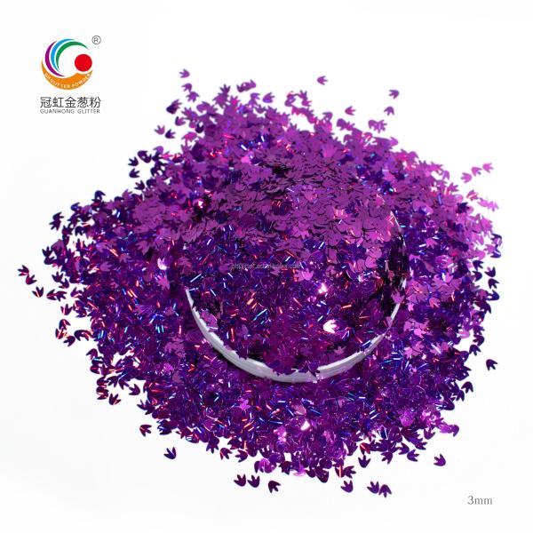 Loose Poly Chunky Bulk Holographic Glitter Clover Meteor Dark Purple For Cosmetic