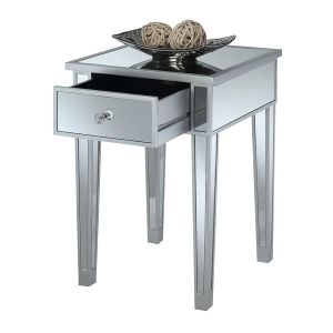 Sparkly silver mirrored nightstand square shaped end table 1 drawer corner table