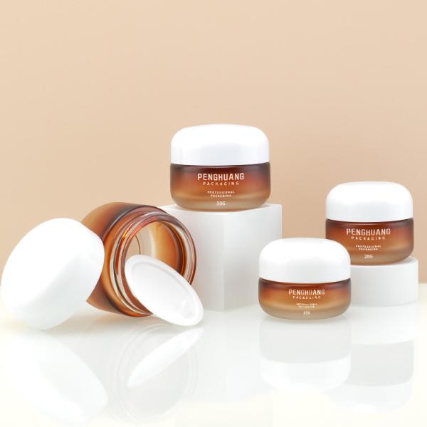 Quality OEM Cream Glass Jars Luxury Cosmetic Packaging With Dome Cap wholesale