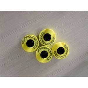 USDA Integra MINI Swine Ear Tags , RFID Electronic Tag With Buttons Yellow 30mm