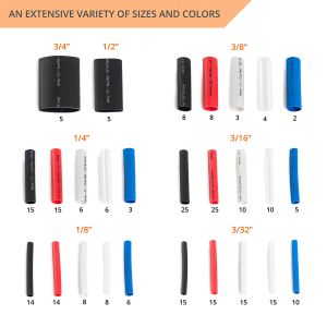 Chemical Resistant Heat Shrink Tubing Practical 3:1 Ratio Adhesive Lined 275pcs