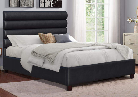 Quality Modern King Size Upholstered Platform Bed With Black Headboard wholesale
