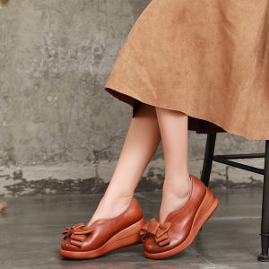 S045Original retro handmade women's shoes spring new products 2020 leather wedge