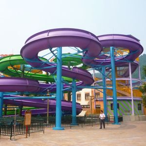 Customized Rainbow Racer Spiral and Boomerango Water Park Toboggan Slide for