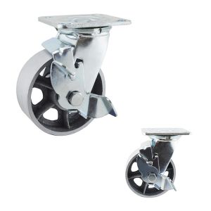 Side Lock 230kg Hollow Core 5 Inch Swivel Heavy Duty Braked Castors With Brake