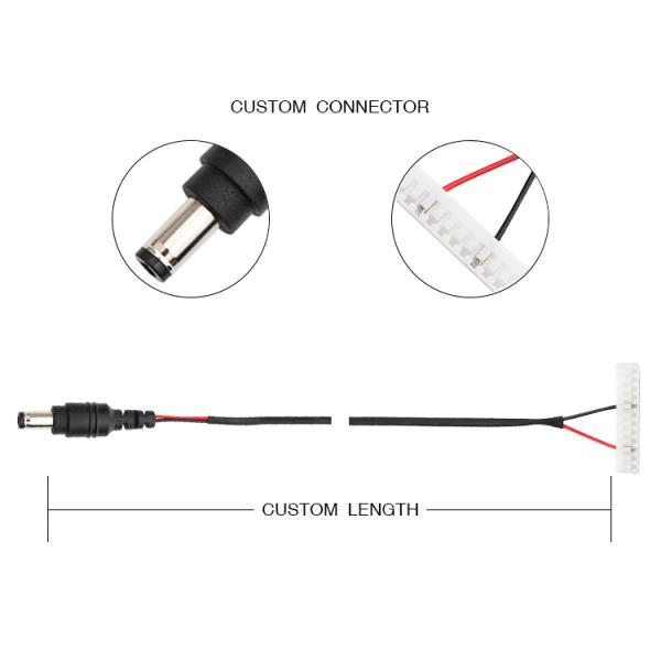 JST EHR-12 DC Plug Power Cable LVDS DC PLUG To 2.5 Pitch lvds 12 pin connector cable