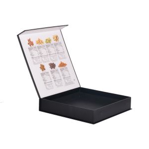 UV Coating Rigid Paper Boxes Chocolate Packaging Top Flip Lid Black