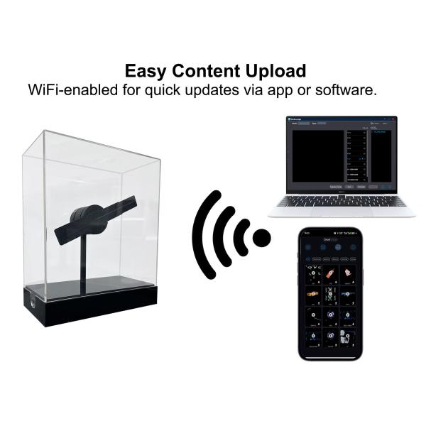 Rechargeable Mini Table Type Hologram Gift Advertising Display Equipment 3D Holographic Projector LED Fan for Toy and Gift Shops