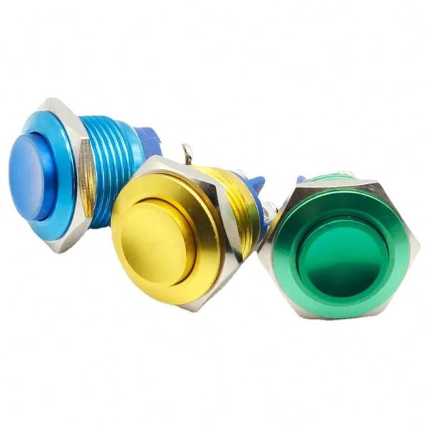 Quality 16 mm high metal button switch reset button switch instantly alumina red green yellow blue black 3 a / 250 VDC wholesale