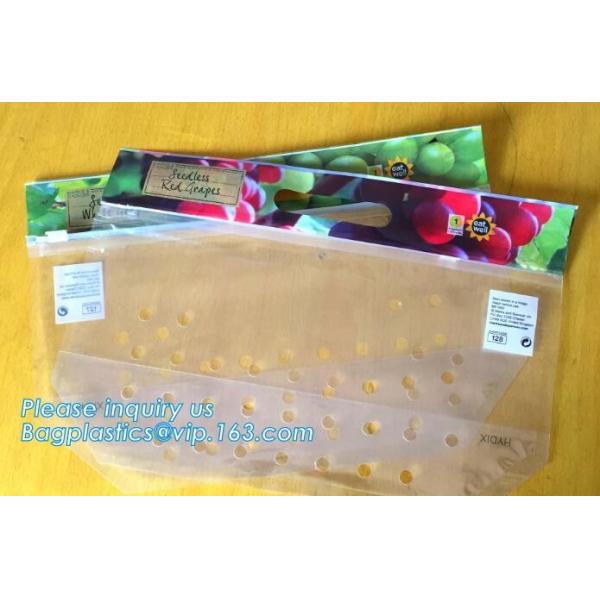 waterproof slider zipper plastic bags zip food packing bag, fresh fruit packaging bag with zipper, slider zip lock grape