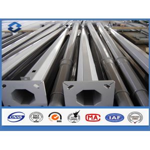 China Octagonal Zinc Galvanized Lighting Steel Pole with Base Plate and Single Arm on sale