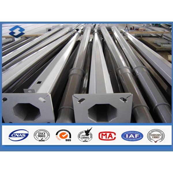 Quality Octagonal Zinc Galvanized Lighting Steel Pole with Base Plate and Single Arm wholesale