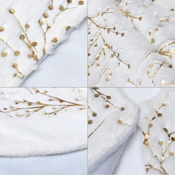 hristmas Tree Skirt with Golden Berries, 32Inches Faux Fur Plush Tree Skirt for Holiday Home Decor Xmas