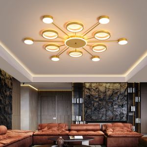 Gold chandelier LED round chandelier For Living Bedrom Lights Remote Control