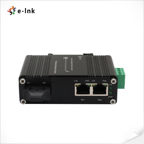 Quality Mini Industrial 1-Port 1000X to 2-Port 10/100/1000Base-T 60W PoE++ Media Converter wholesale