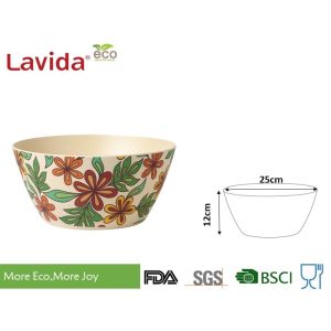 Classic Luxury Large Bamboo Soup Bowls Eco Friendly Unique Rustic Texture For