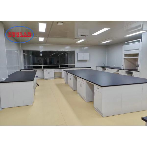 Quality Gray White Laboratory Casework With Black Phenolic Resin Countertop In College Lab wholesale