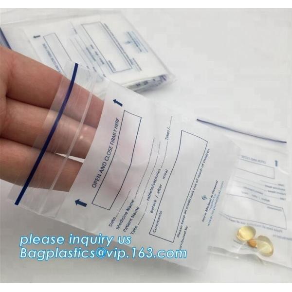 Resealable Print Zip lockk Custom Printed Plastic Pill Pouch Medical Zip Lock Bags, reclosable pouch glossy stand upZip lock