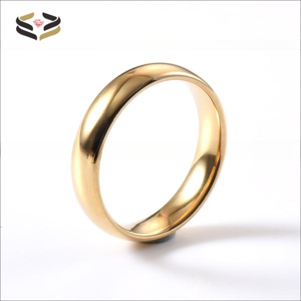 Geometric Tungsten Carbide Ring 18k Gold Plated Domed Polished Finish Wedding Band Plating Other Shape Pattern 2mm 4mm
