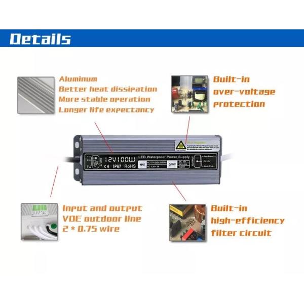 Dimmable 100W UL LED Power Supply 110V AC 12V 24V 36V 48V Transformer LED Driver