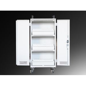 Steel Material Computer Charging Cart For 60 , Fan Cooling Laptop Storage Cart