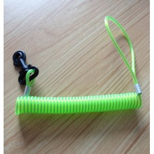 Cheap Transparent green stainless steel cord lanyard steel coil spring with plastic black swivel for sale