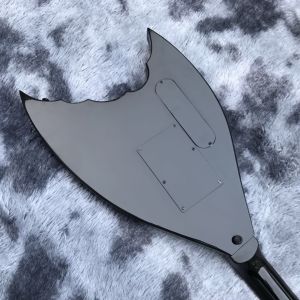 Custom black Bat 6-strings tremolo bridge electric guitar mahogany body black