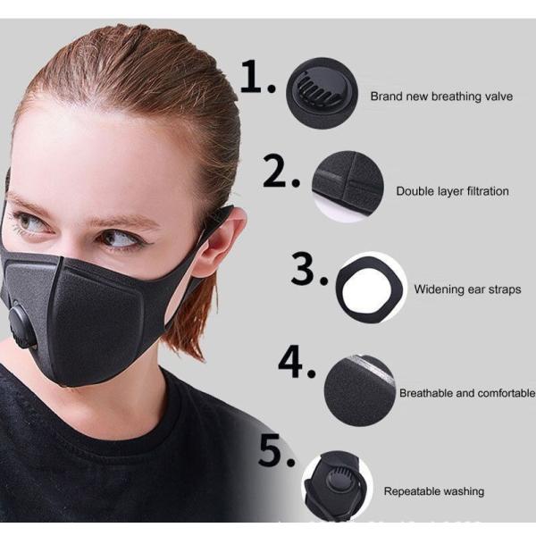 Washable Polyurethane SpongeCivil Face Mask Eco Friendly With Valve Filter