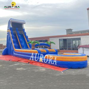 Blue Inflatable Slip And Slide For Outdoor Playground With Pool