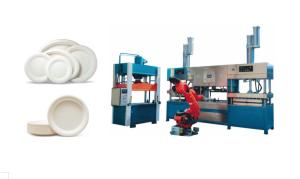 Cheap Wheat Straw Pulp Tableware Production Line With Multi - Joints Robot And Stacking Machine for sale