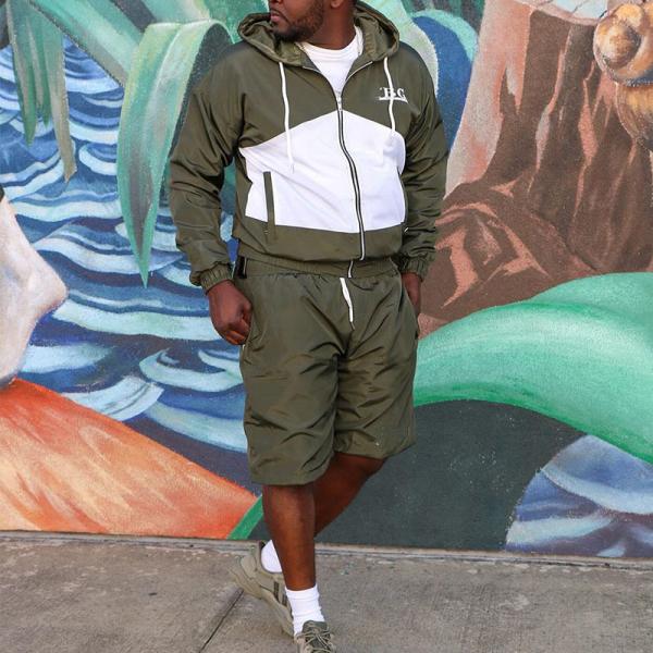 Quality Custom Logo High Quality Streetwear Windbreaker Jacket Jogging Nylon Tracksuit for Men Sets Zip up Nylon Windbreaker Short Set wholesale