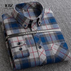 LCBZ Man Fabric Shirt Flannel Long Sleeve Custom Design Shirts for Men Casual