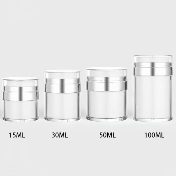 Double Wall 15ml 30ml 50ml 100ml Top Liquid Outlet Silk Screen Press Type Airless Cream Jar for Personal Care Cream