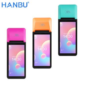 Android 14 Handheld POS System Blue Handheld Wireless POS With Printer