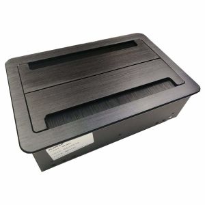 Black Color Conference Table Connectivity Box Double Brush Cover RJ45 Informatio
