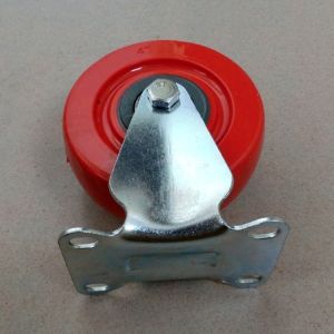 100mm Red 4 Inch Ball Bearing PU Polyurethane Rust-Proof Caster Wheel with Brake