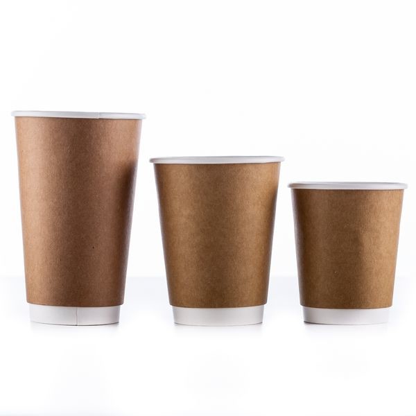 Kraft Paper Double Wall Hot Coffee Cups , Personalised Paper Cups Customized