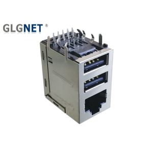 1G Magnetic RJ45 Modular Jack Dual USB2.0 DIP Mounting With RJ45 Combo Connector