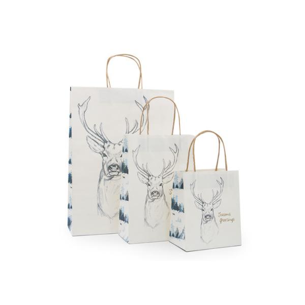 Quality Flat Bottom Fancy Christmas Wrapping Paper Bag Grossgrain Ribbon Handle wholesale