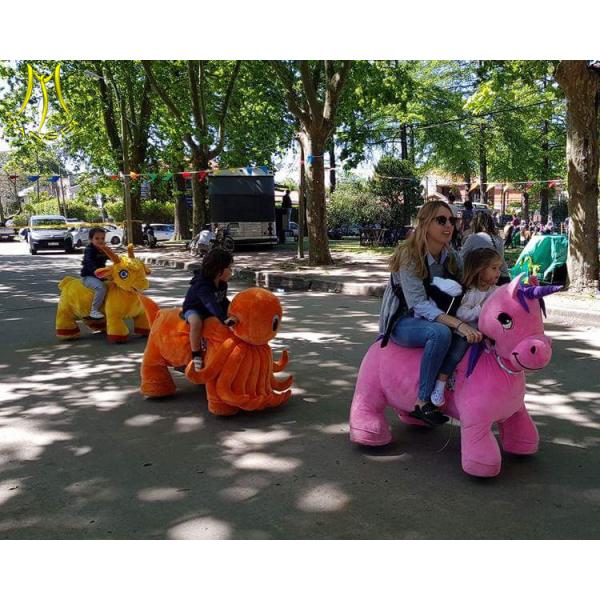 Hansel 2017 electric motorized soft toys coin operated plush ride on furry animal