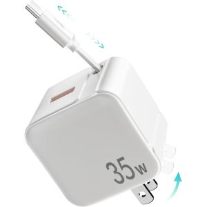China 2in1 Phone Wall Adapter Charger 35W 8Pin Ports With Retractable Cables on sale